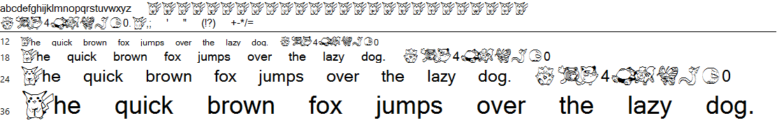 Dani's Pikachu pokemon font preview